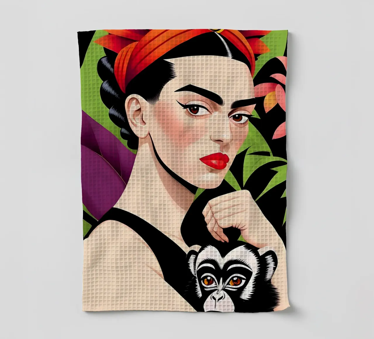 FRIDA KAHLO CON SCIMMIA canovaccio da cucina da ART DECO