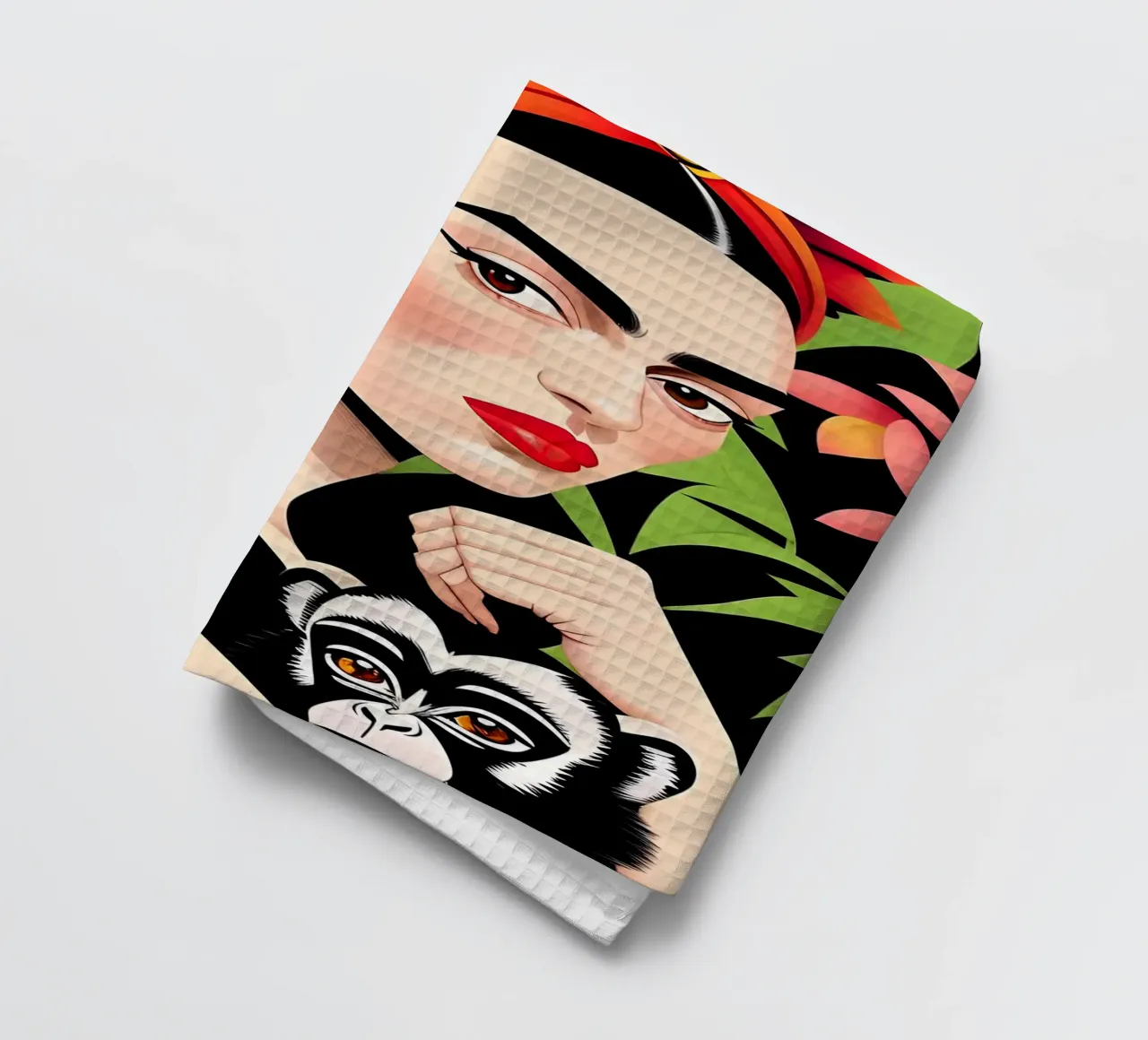 FRIDA KAHLO CON SCIMMIA canovaccio da cucina da ART DECO