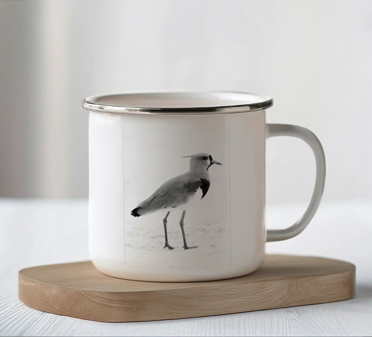 Vanellus chilensis tazza in smalto da rafael campezato
