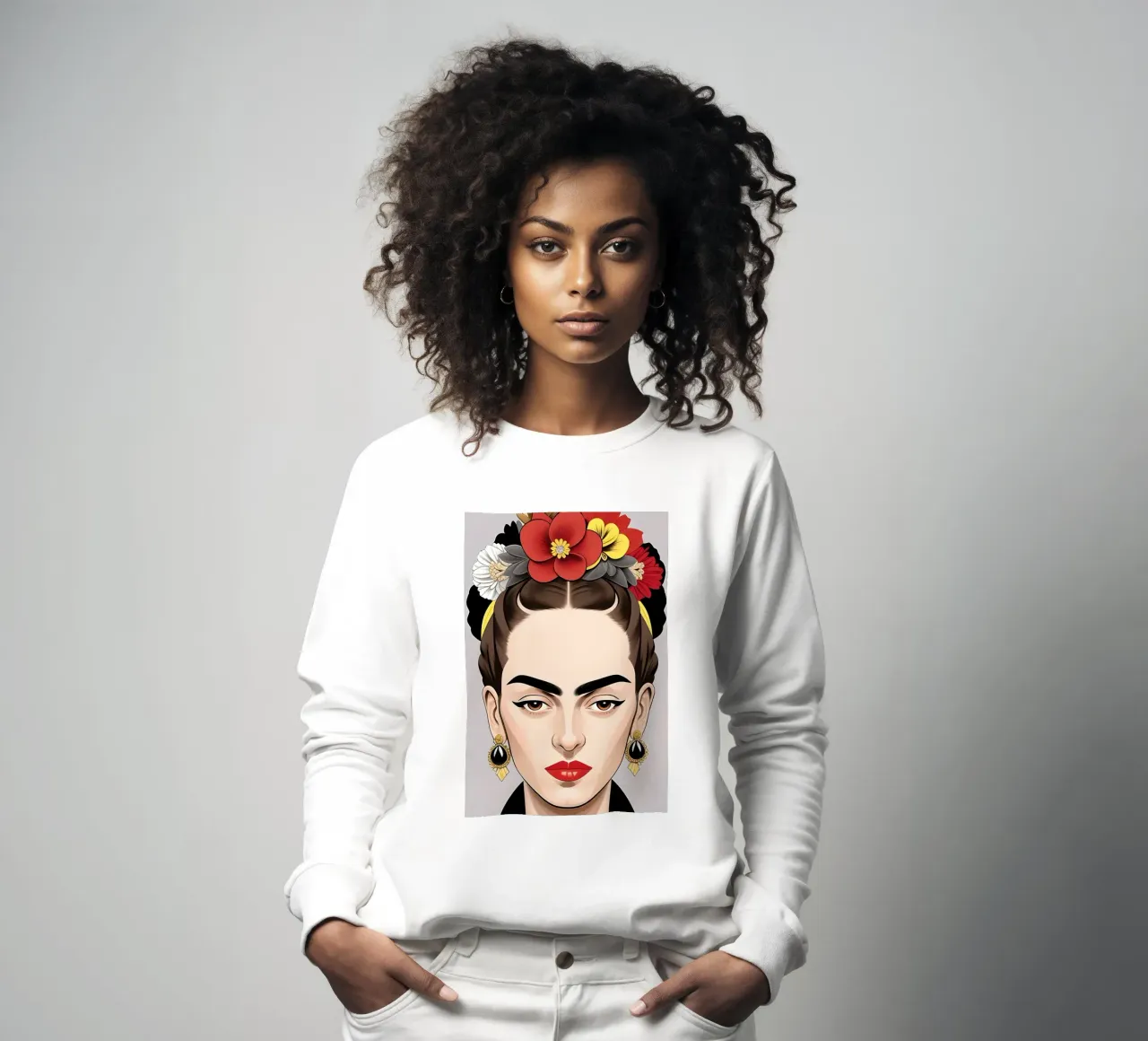 FRIDA KAHLO CON COPRICAPO FLOREALE felpa da ART DECO
