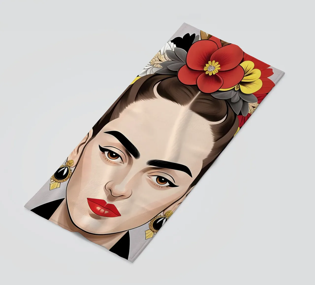 FRIDA KAHLO CON COPRICAPO FLOREALE telo mare da ART DECO