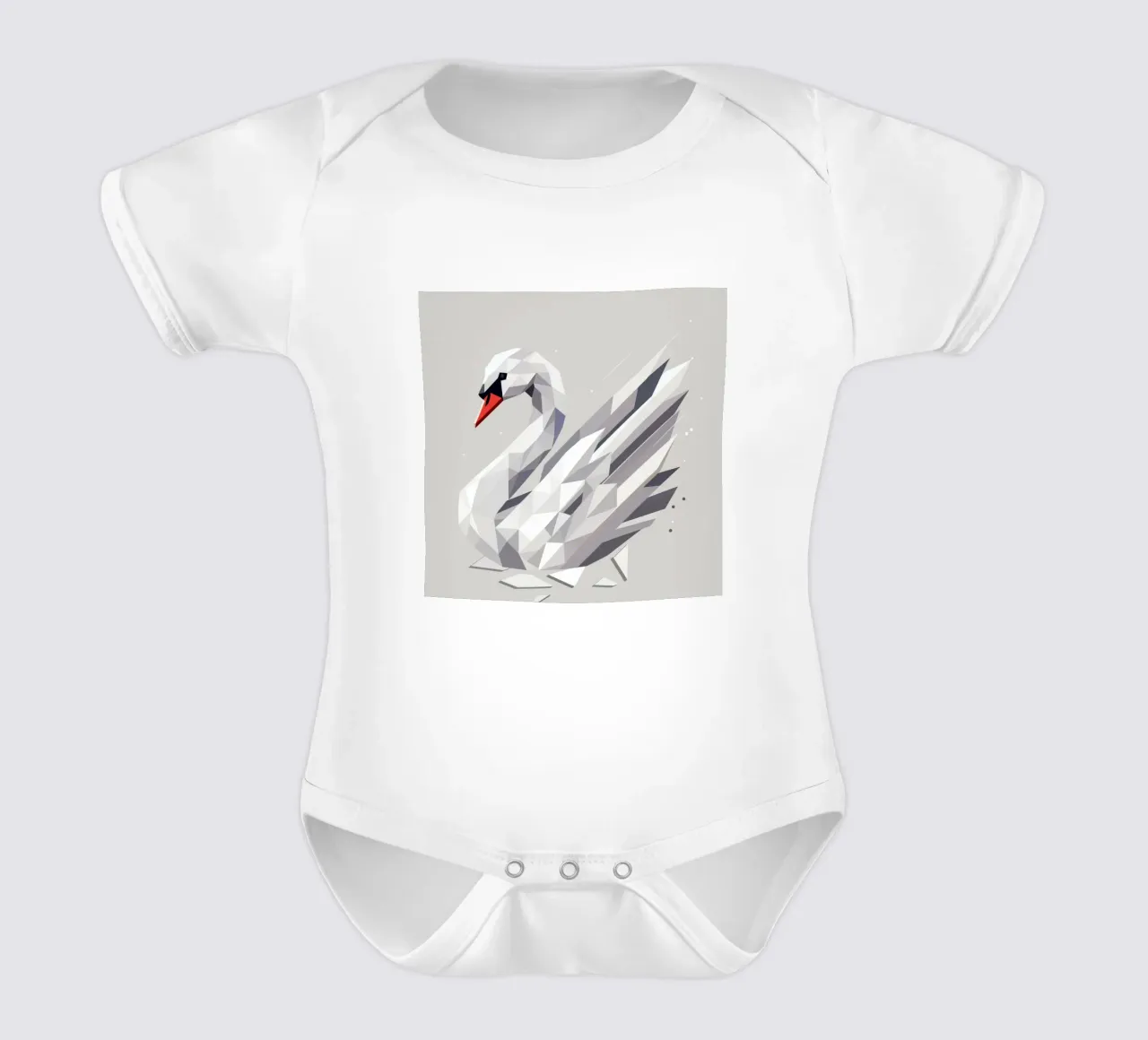 Elegant geometric swan - a symbol of grace short-sleeve baby romper by namosh