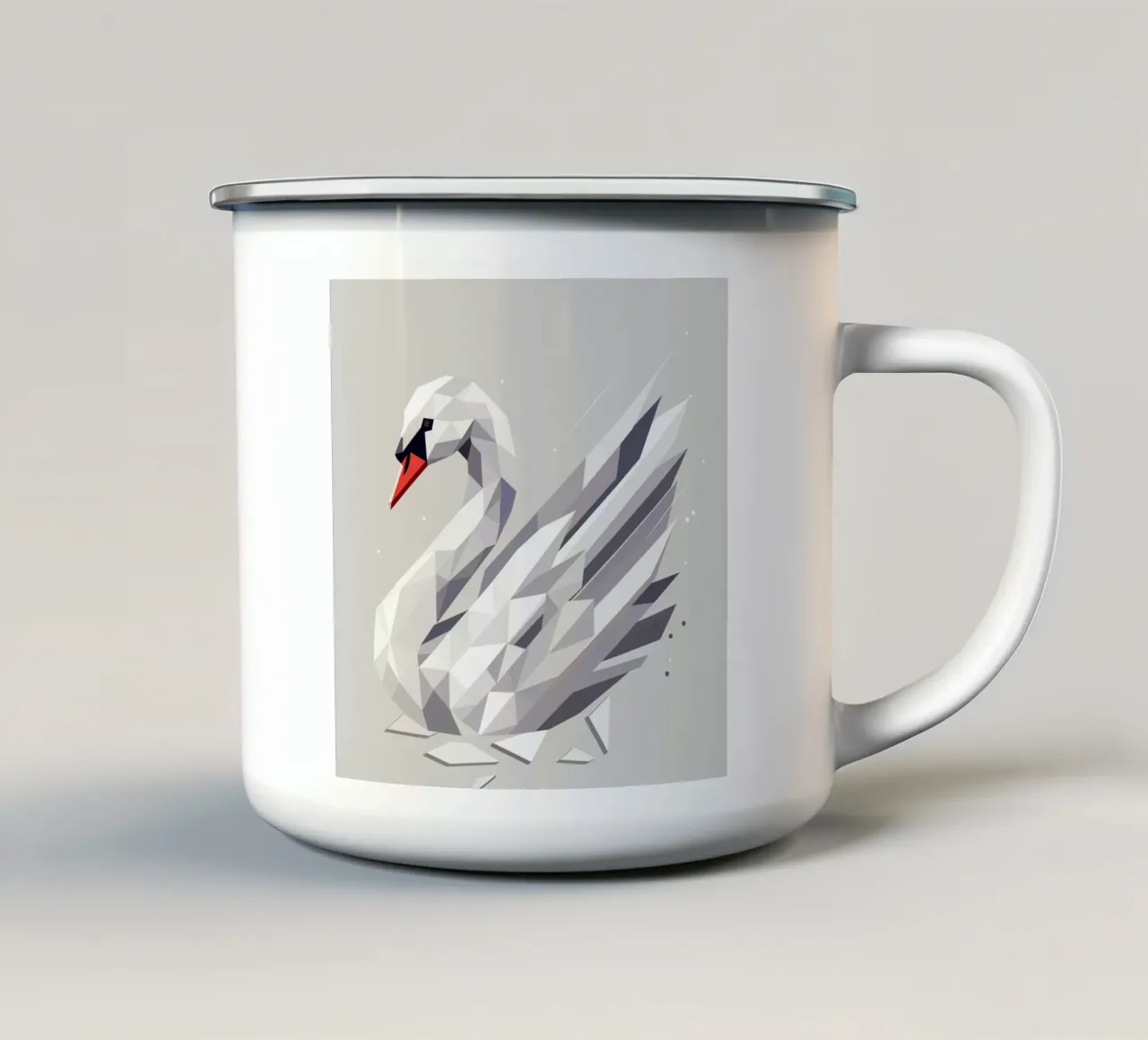 Elegante cigno geometrico - un simbolo di grazia tazza in smalto da namosh