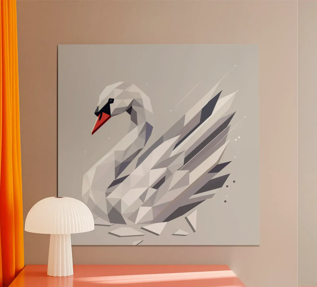 Elegante cigno geometrico - un simbolo di grazia poster con telaio in plastica da namosh