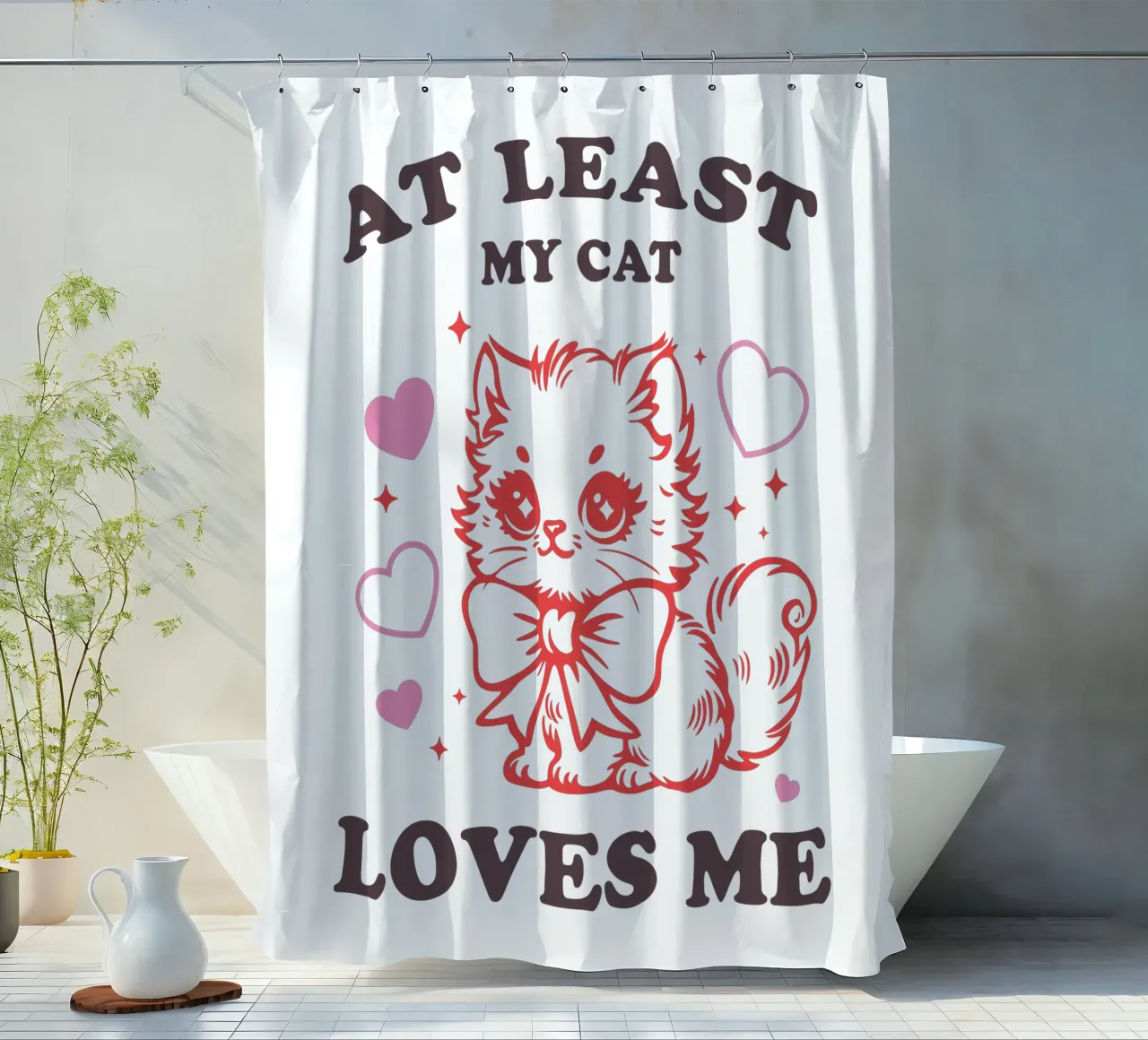 AT LEAST MY CAT LOVES ME tenda da doccia da edsonramosart