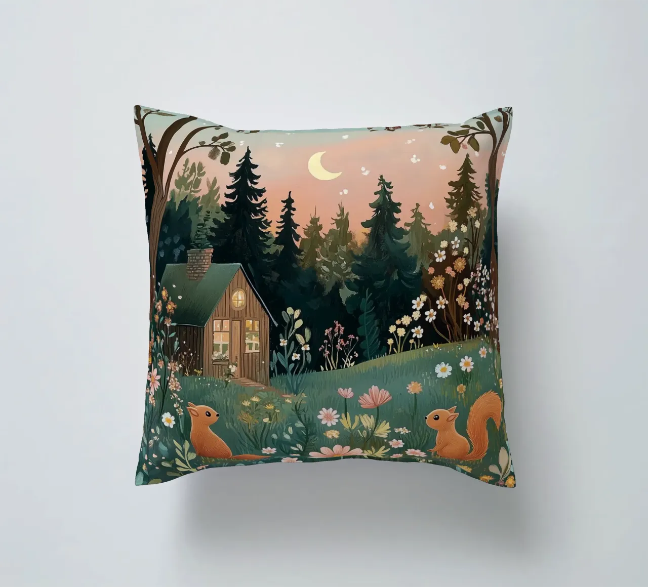 The Twilight Squirrels decorative cushion by studiofox