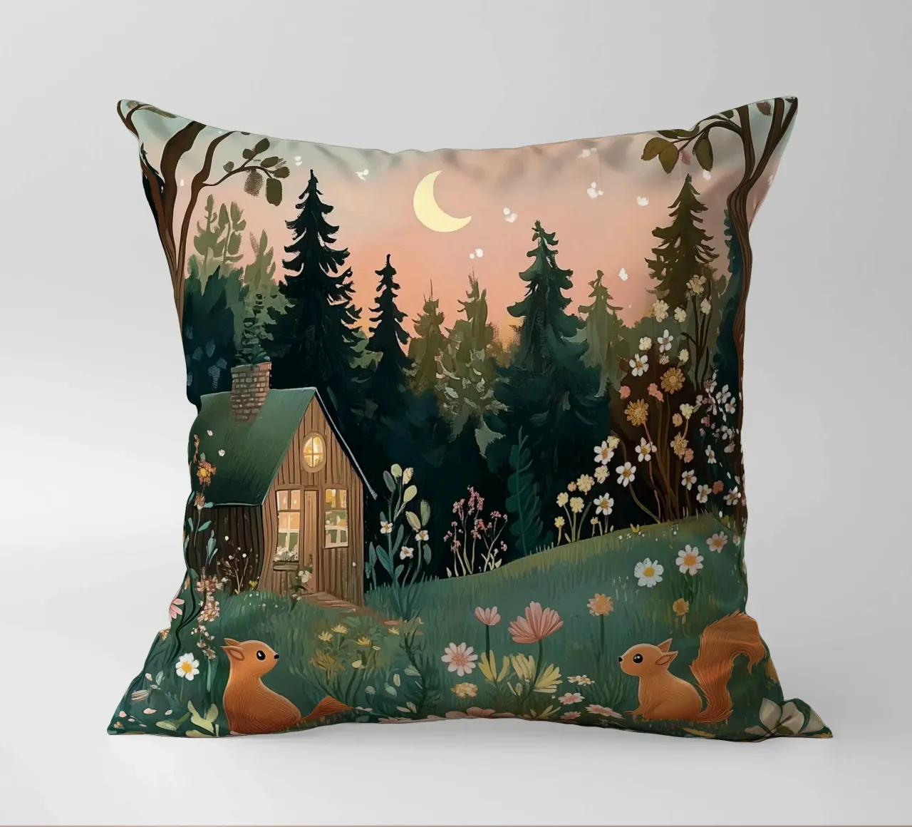 The Twilight Squirrels decorative cushion by studiofox