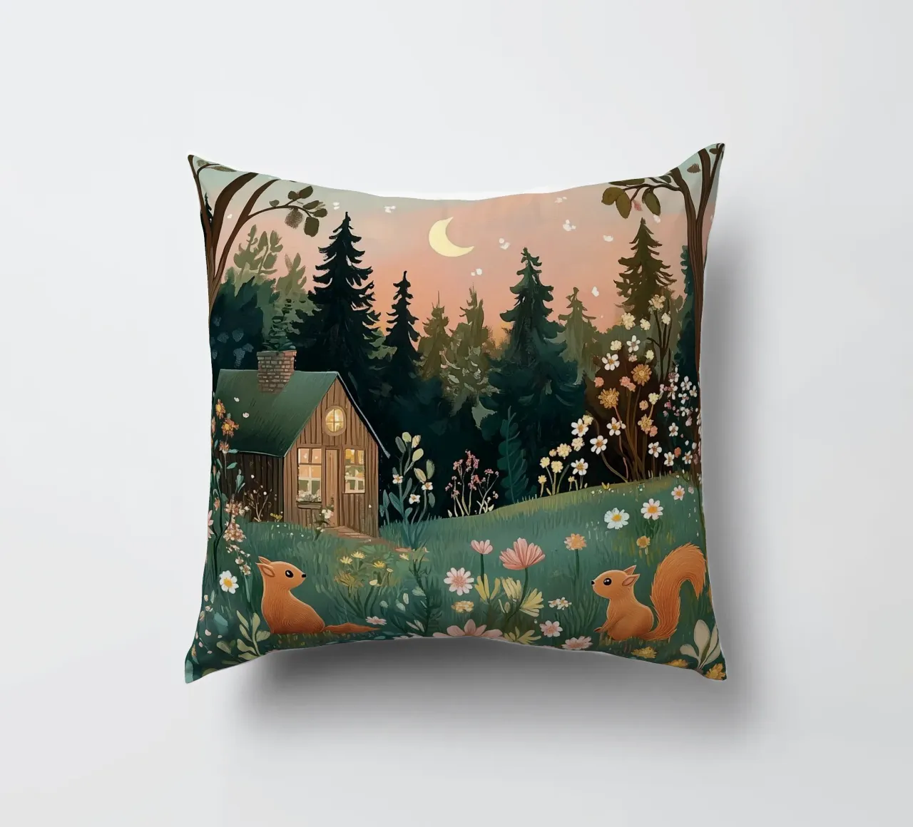 The Twilight Squirrels decorative cushion by studiofox
