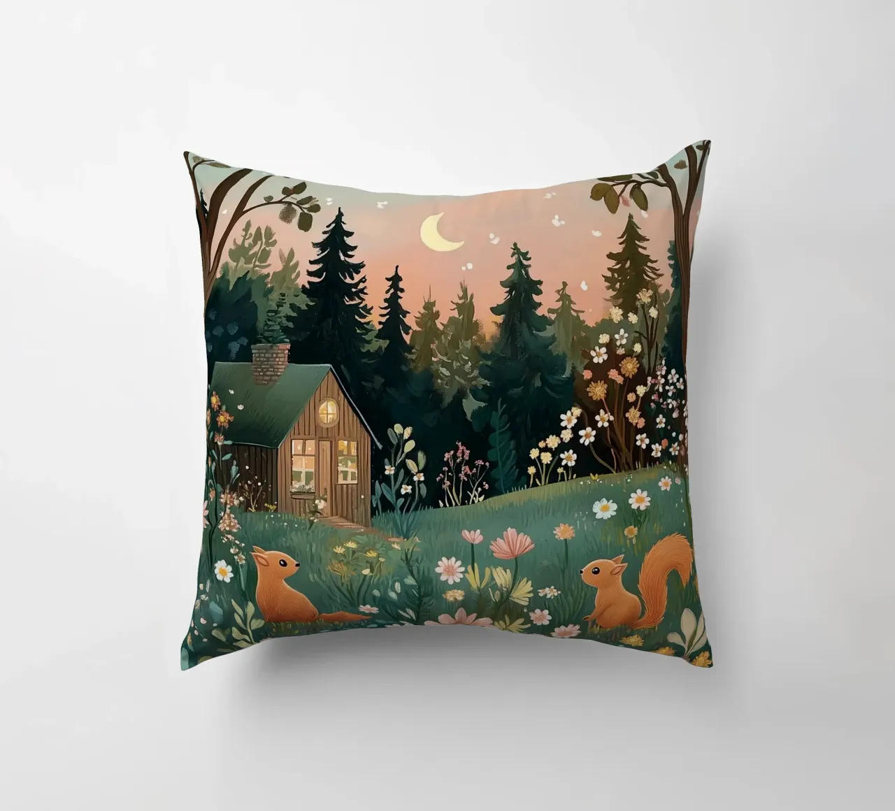 The Twilight Squirrels decorative cushion by studiofox