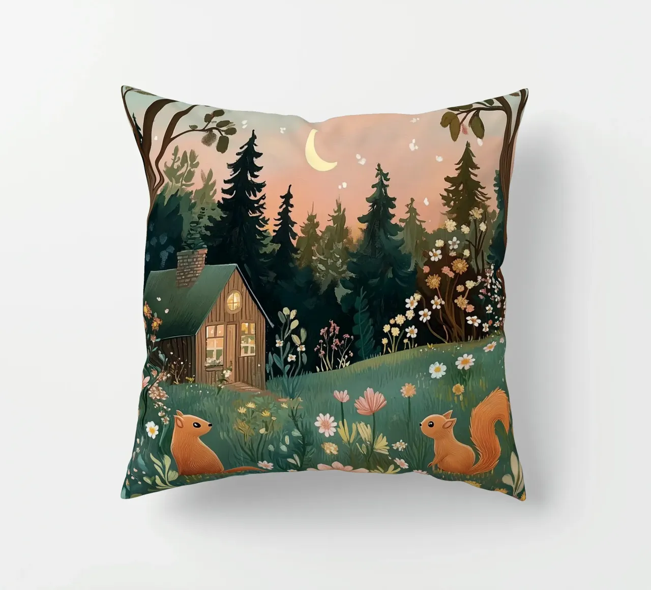 The Twilight Squirrels decorative cushion by studiofox