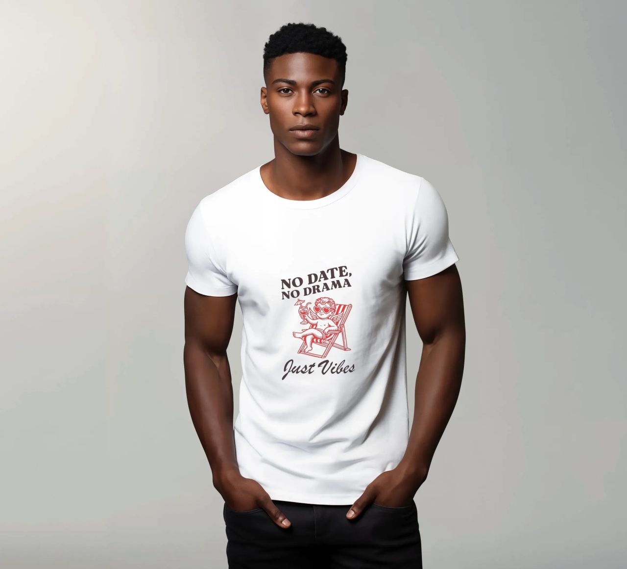 No Date, No Drama, Just Vibes. camiseta de edsonramosart