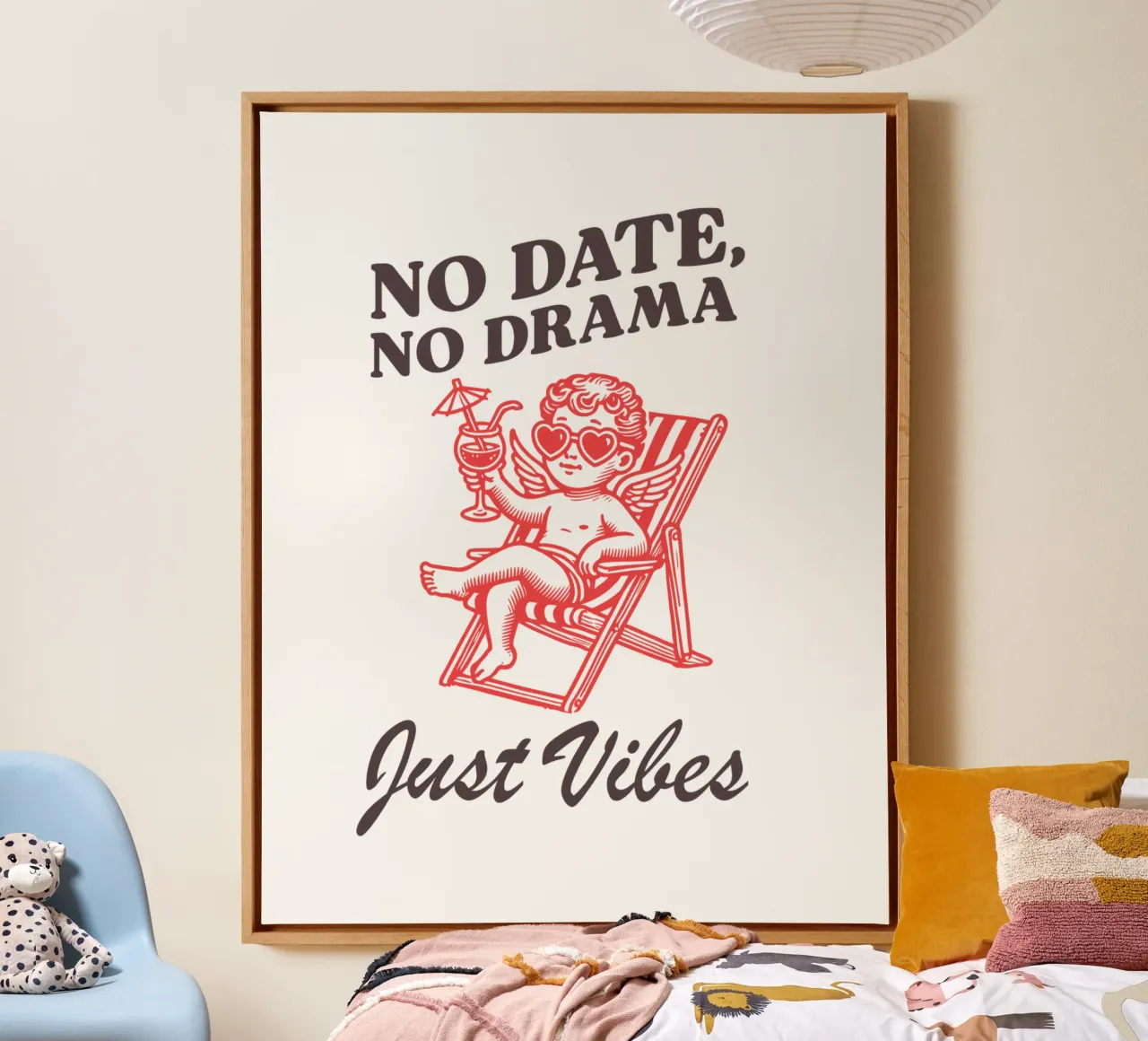 No Date, No Drama, Just Vibes. tela con Cornice a cassetta da edsonramosart