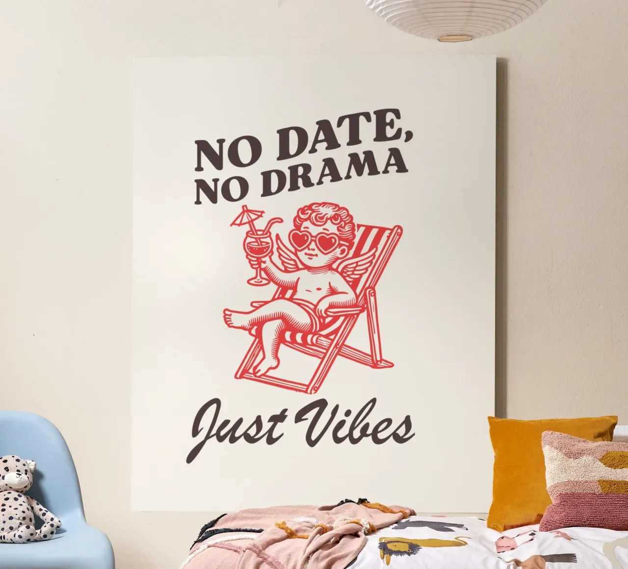 No Date, No Drama, Just Vibes. tela con Cornice a cassetta da edsonramosart