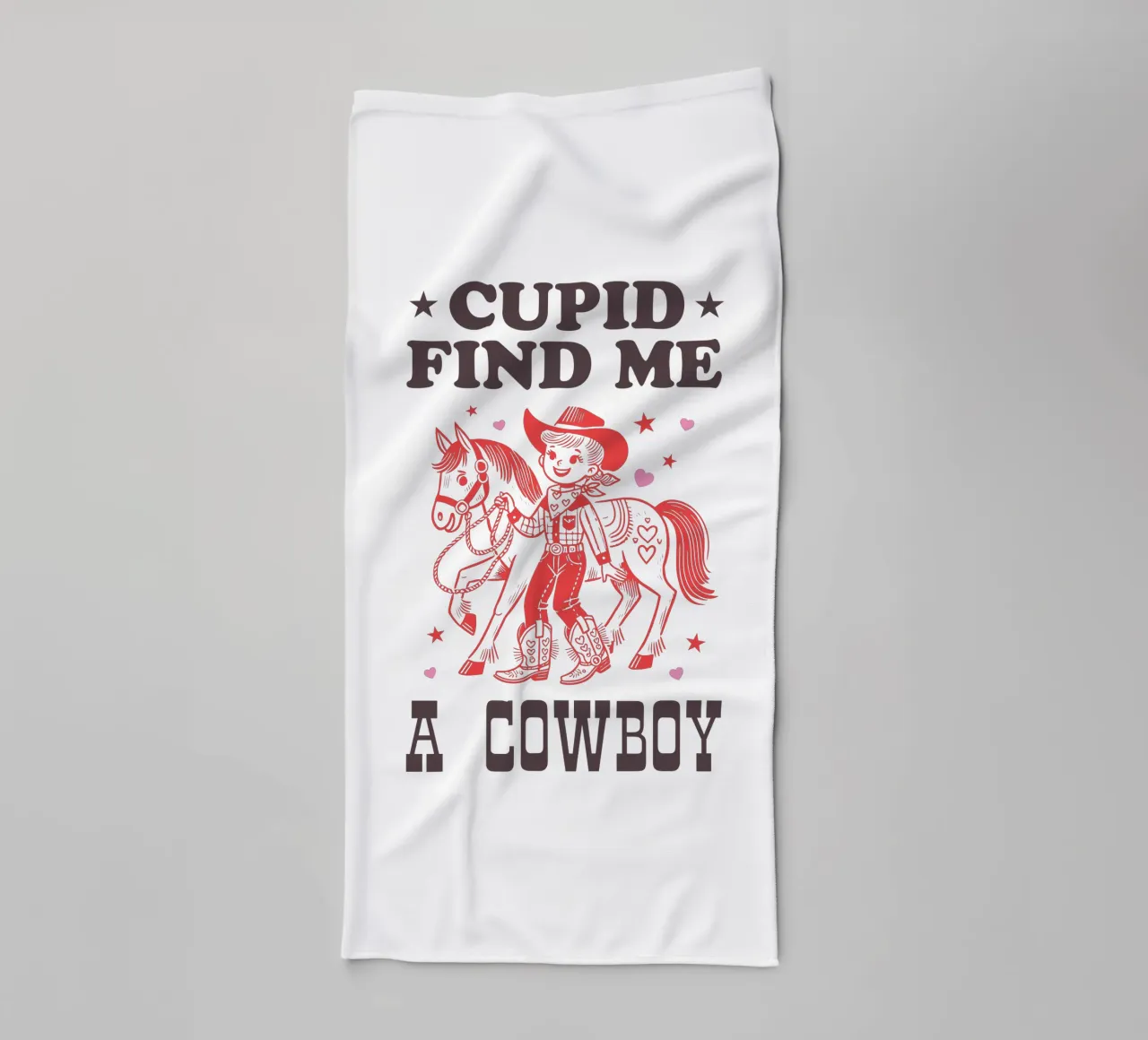 CUPID FIND ME A COWBOY towel by edsonramosart