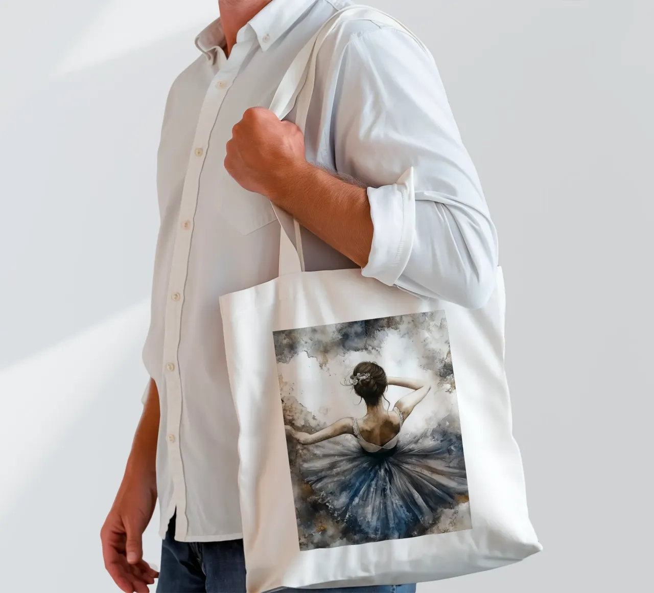 Ballet Dancer watercolor art tote bag by Justyna Jaszke JBJart