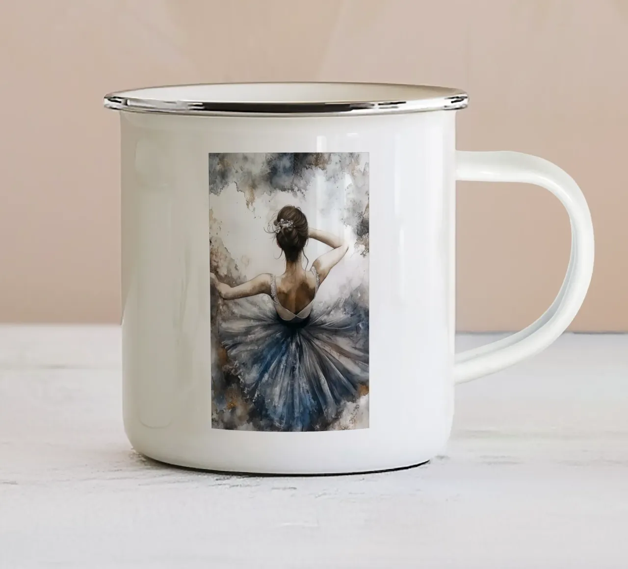 Ballerina di danza classica ad acquerello tazza in smalto da Justyna Jaszke JBJart