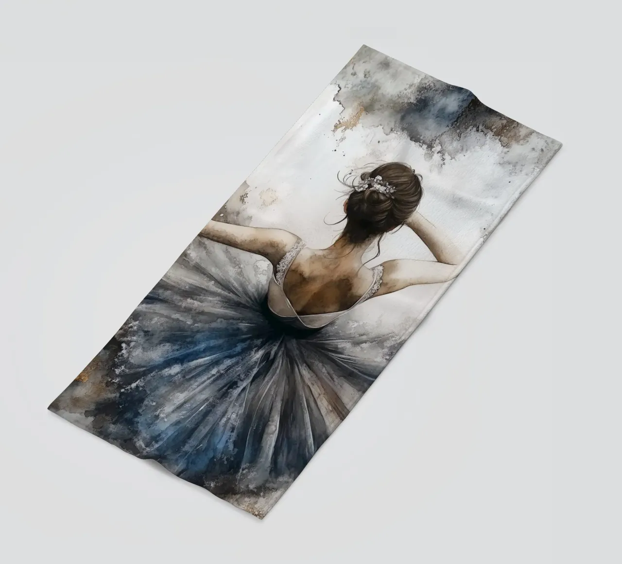 Ballet Dancer watercolor art beach towel by Justyna Jaszke JBJart