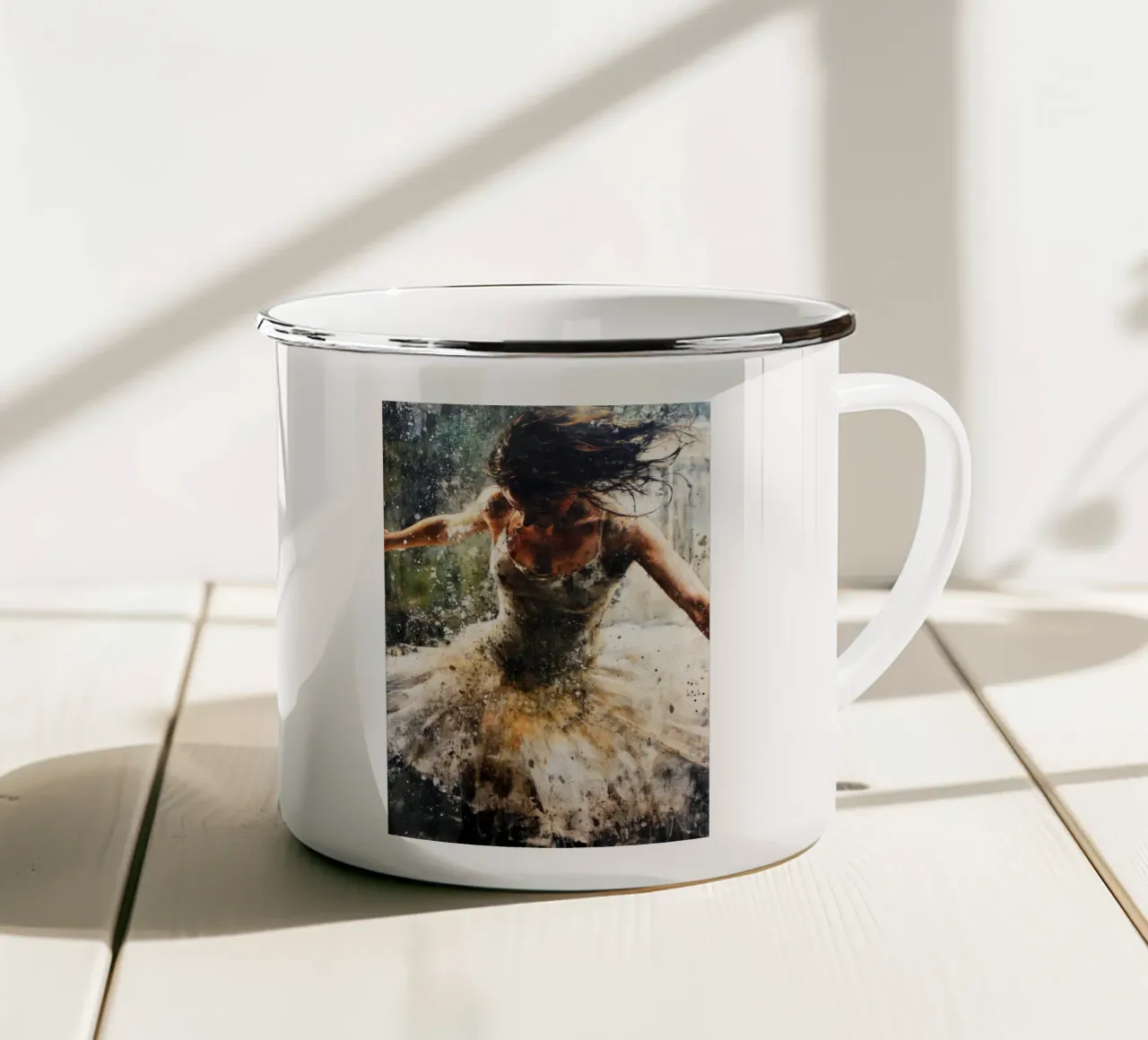 Ballerina di danza classica ad acquerello tazza in smalto da Justyna Jaszke JBJart