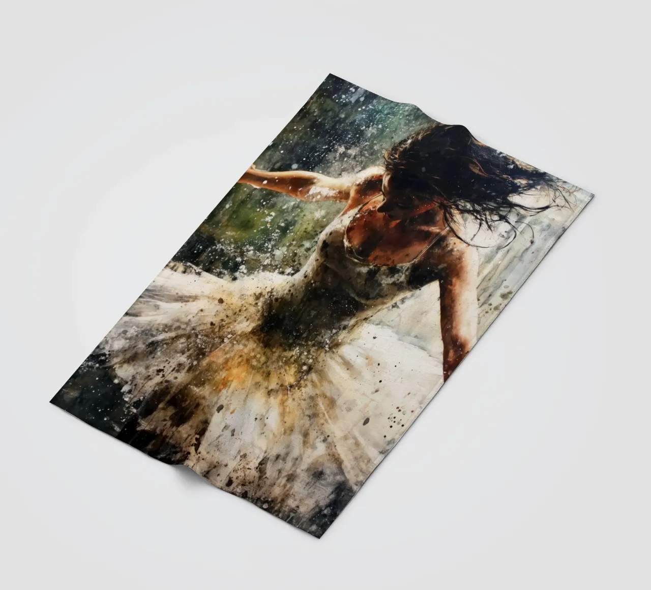 Ballet Dancer watercolor art fleece blanket by Justyna Jaszke JBJart