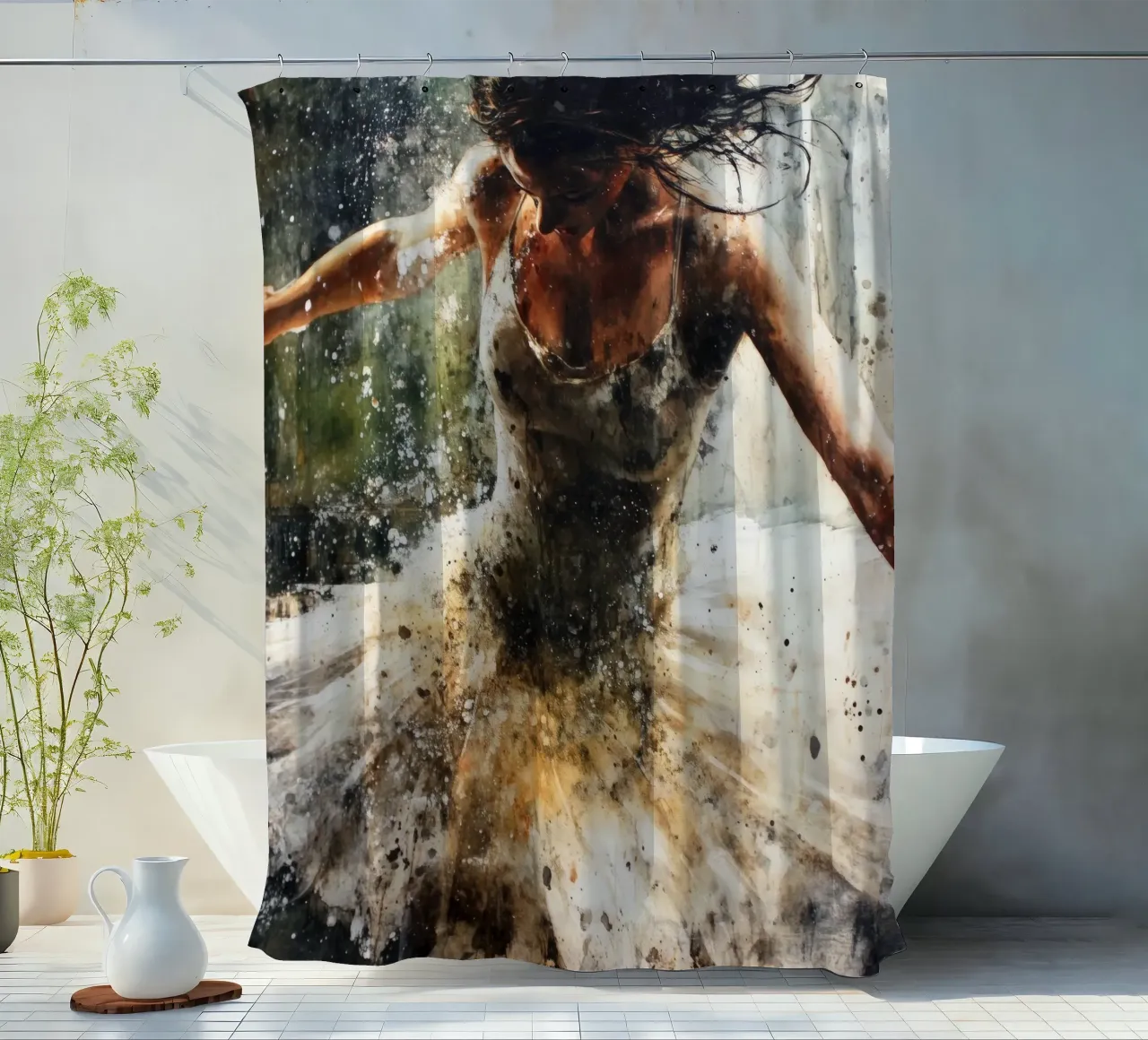 Ballet Dancer watercolor art shower curtain by Justyna Jaszke JBJart