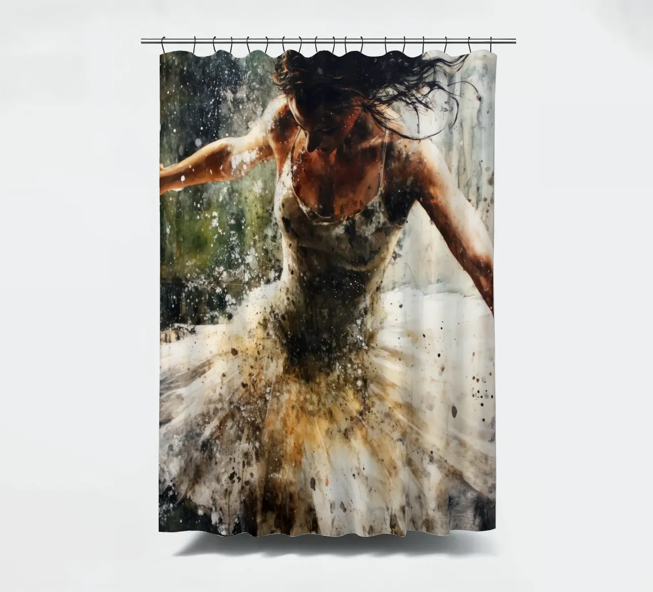Ballet Dancer watercolor art shower curtain by Justyna Jaszke JBJart