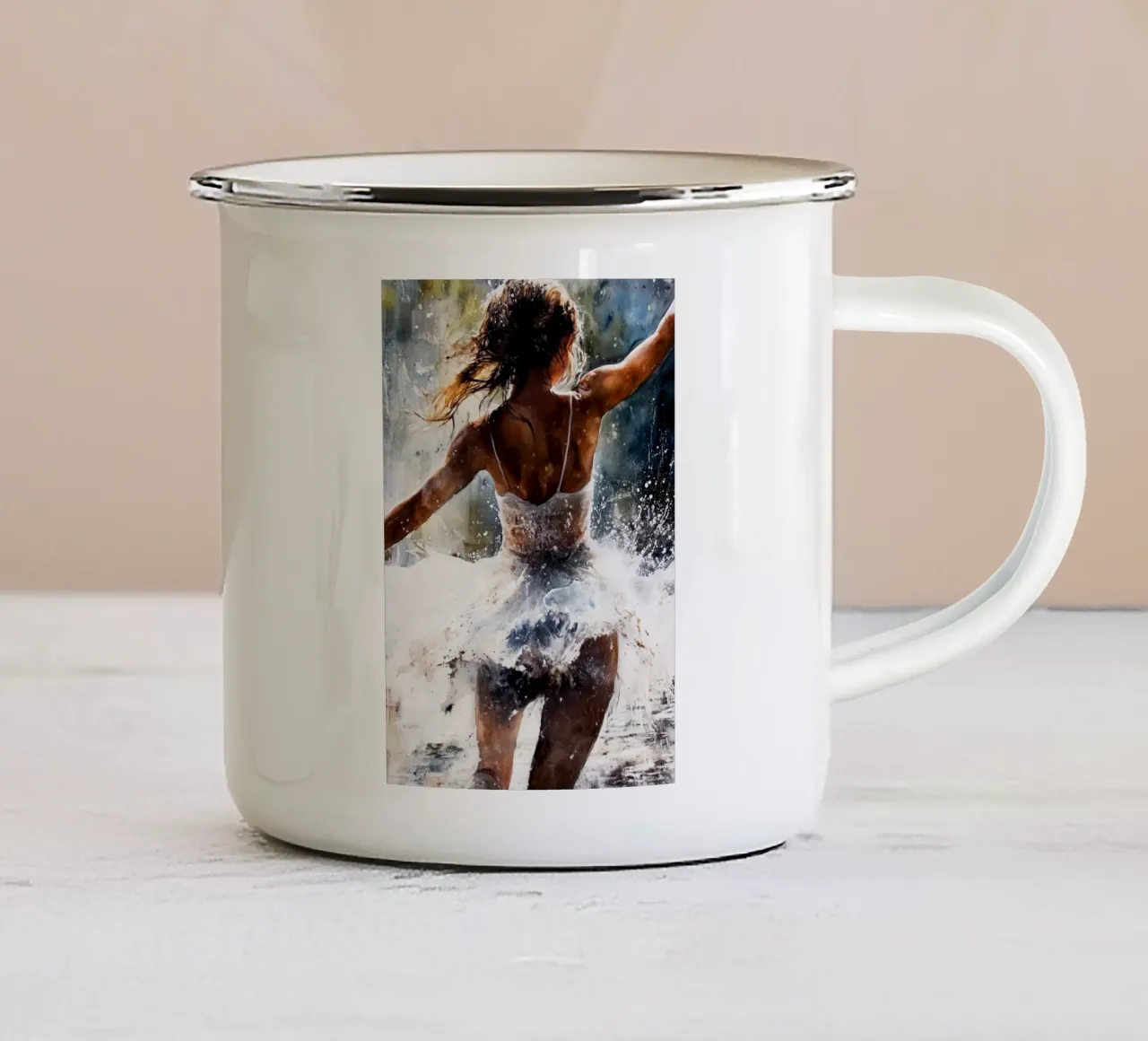 Ballerina di danza classica ad acquerello tazza in smalto da Justyna Jaszke JBJart