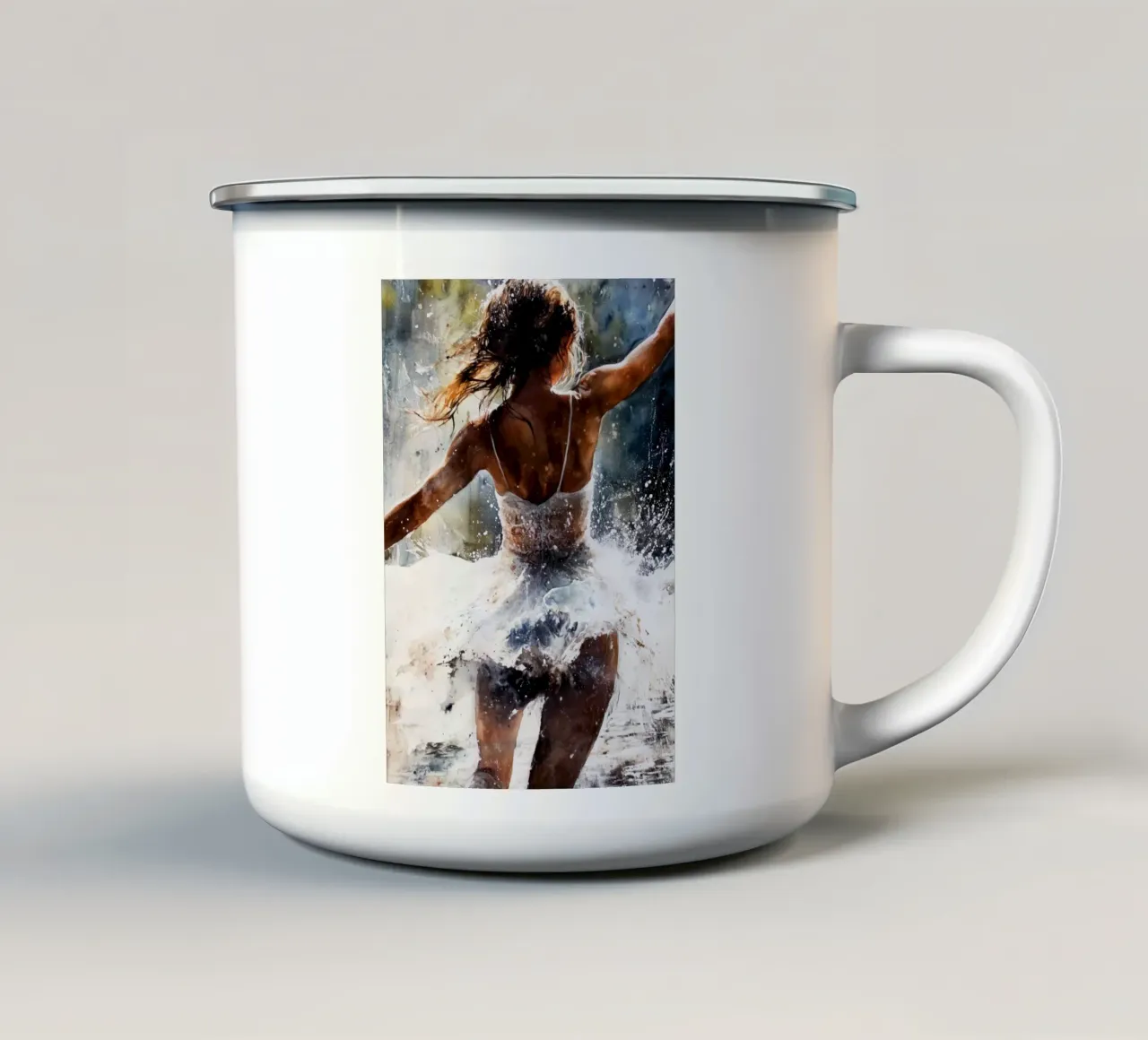 Ballerina di danza classica ad acquerello tazza in smalto da Justyna Jaszke JBJart