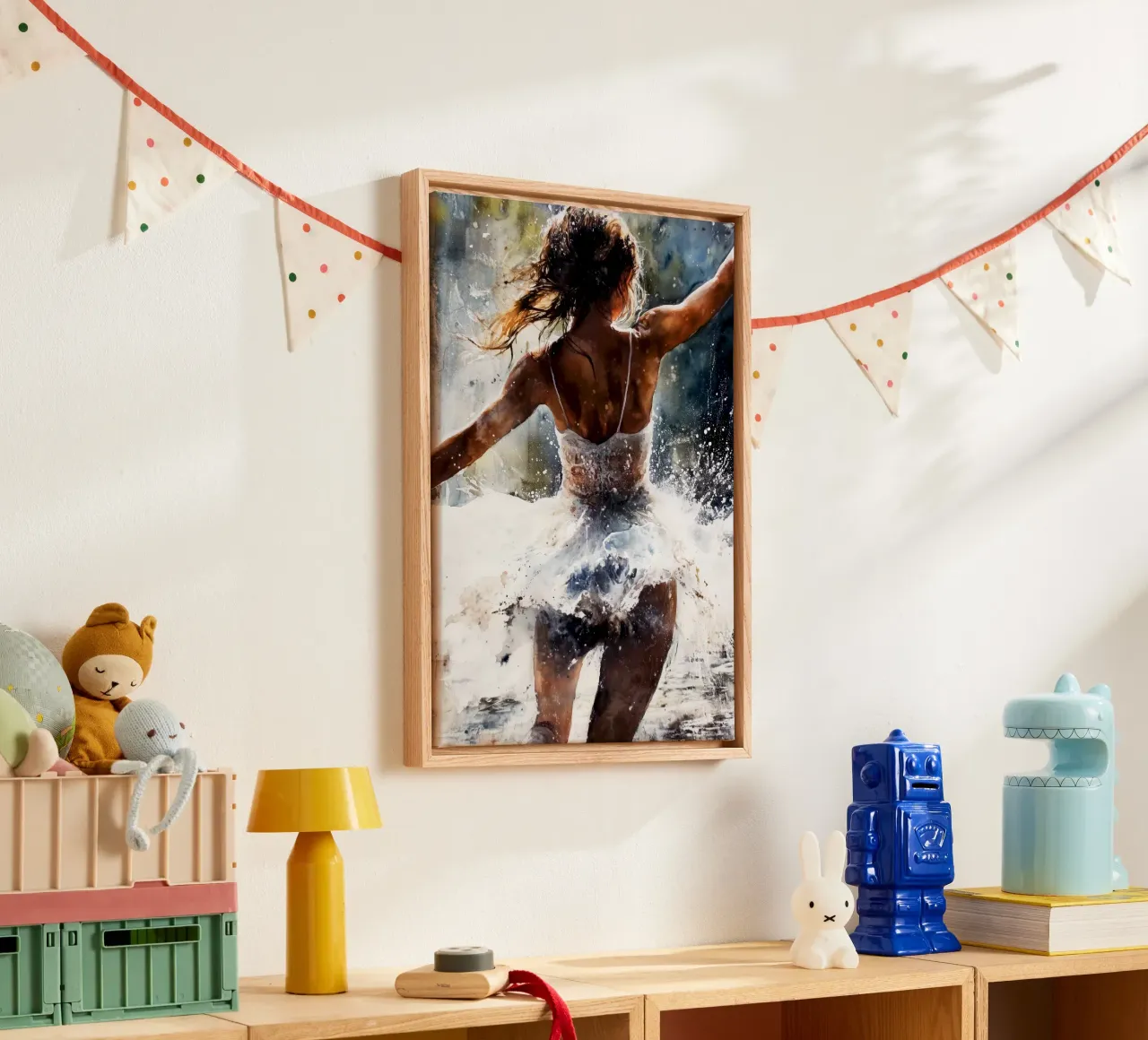 Ballerina di danza classica ad acquerello tela con Cornice a cassetta da Justyna Jaszke JBJart