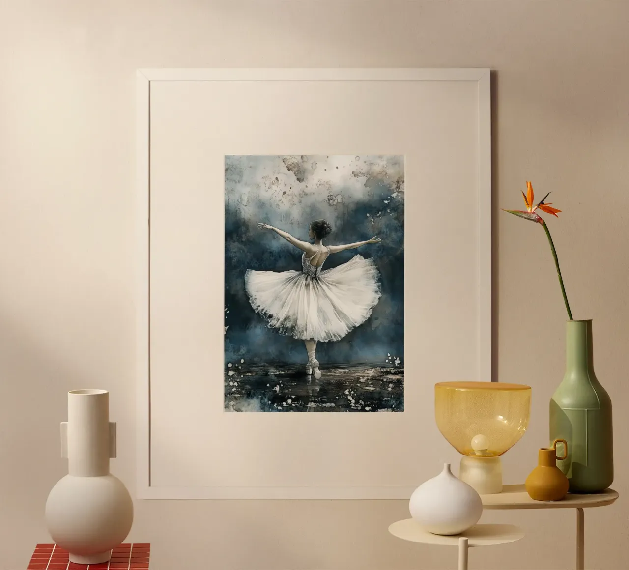 Ballerina di danza classica ad acquerello poster con telaio in alluminio da Justyna Jaszke JBJart