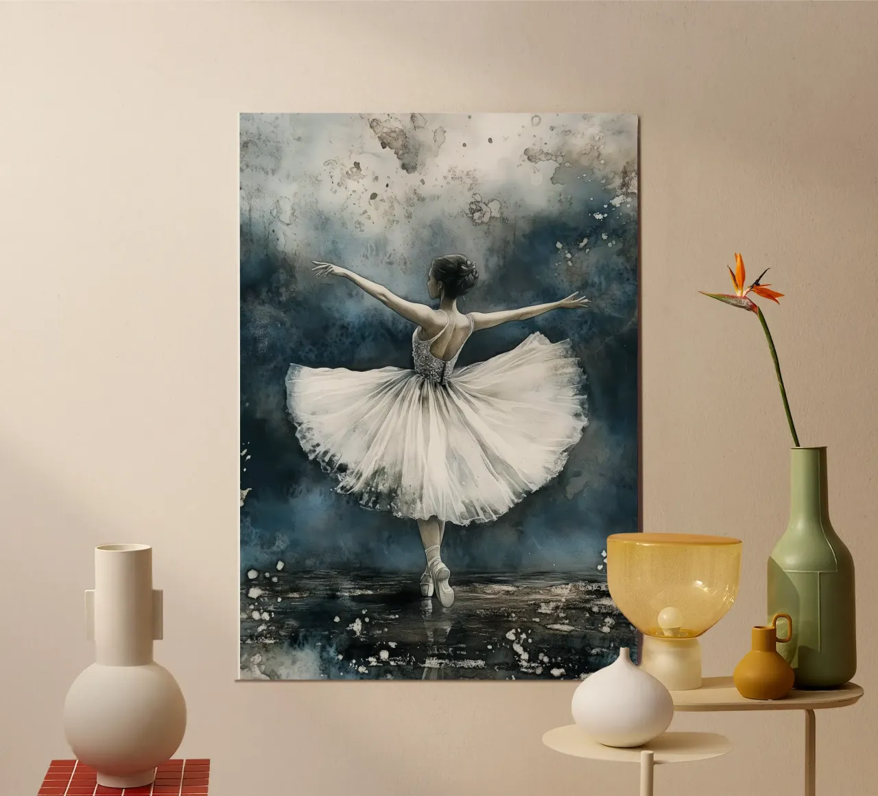Ballerina di danza classica ad acquerello poster con telaio in alluminio da Justyna Jaszke JBJart