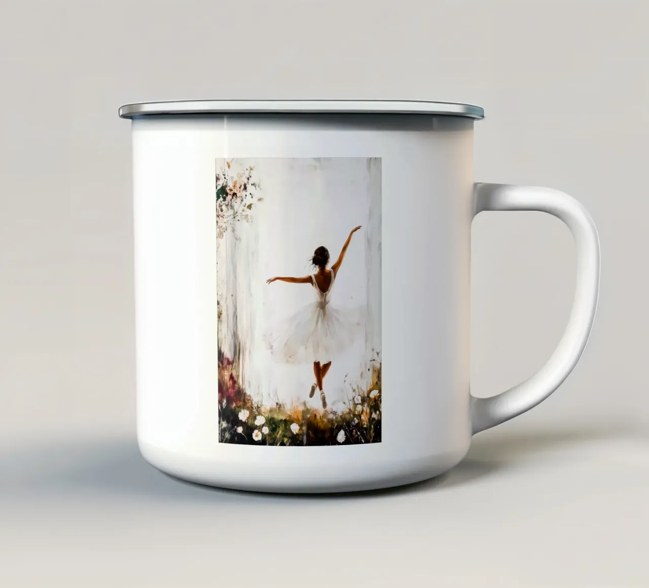 Ballerina di danza classica ad acquerello tazza in smalto da Justyna Jaszke JBJart