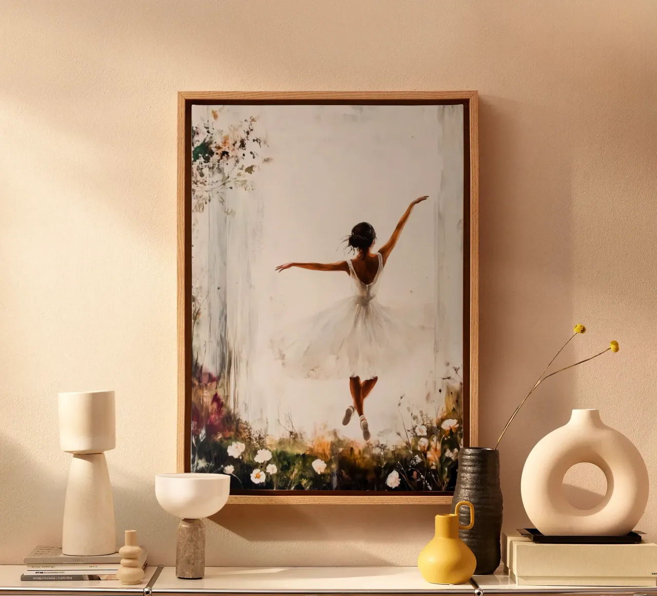 Ballerina di danza classica ad acquerello tela con Cornice a cassetta da Justyna Jaszke JBJart
