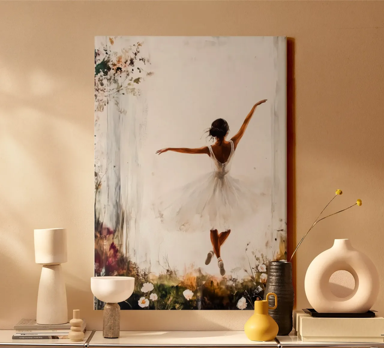 Ballerina di danza classica ad acquerello tela con Cornice a cassetta da Justyna Jaszke JBJart