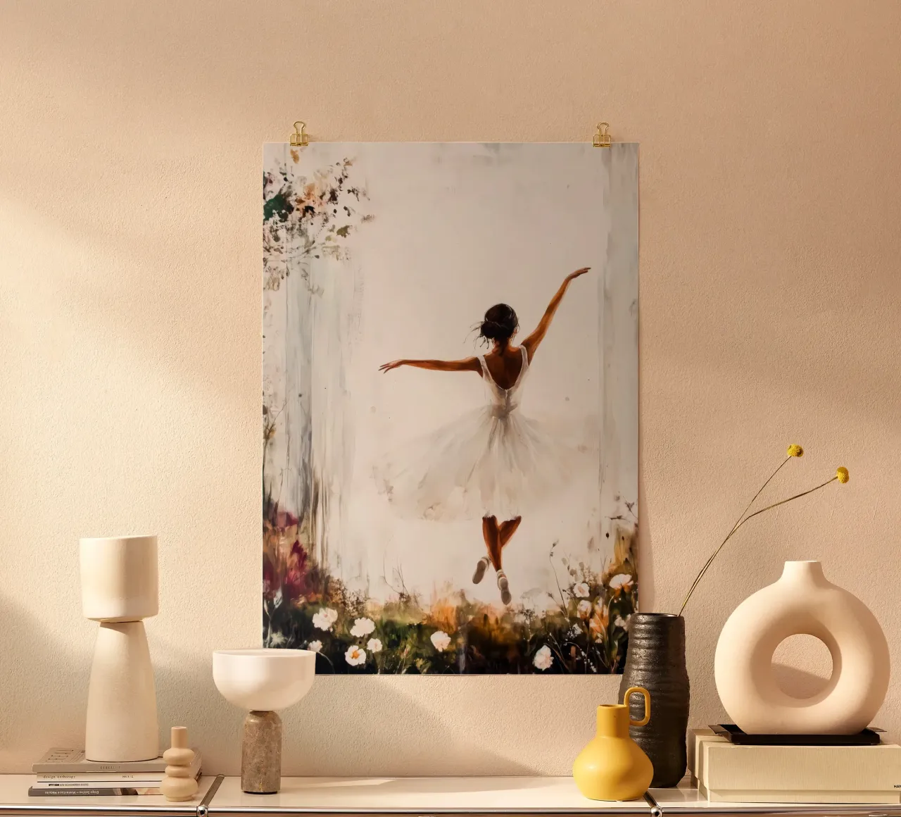 Ballerina di danza classica ad acquerello poster con telaio in alluminio da Justyna Jaszke JBJart