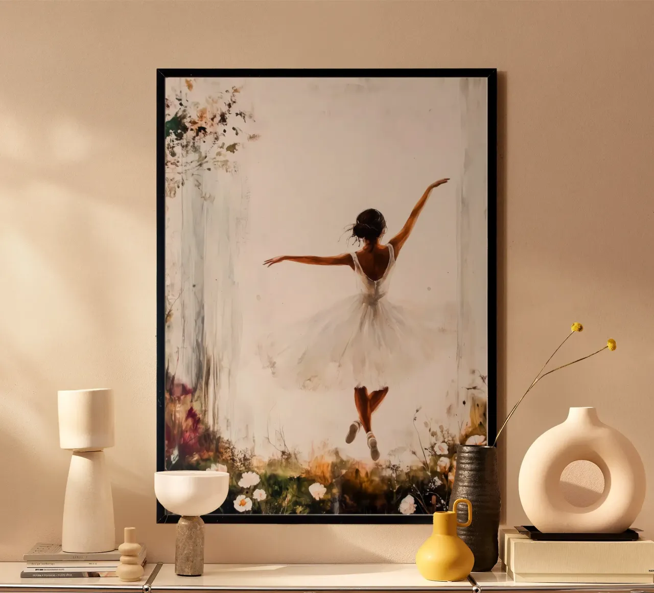Ballerina di danza classica ad acquerello poster con telaio in alluminio da Justyna Jaszke JBJart