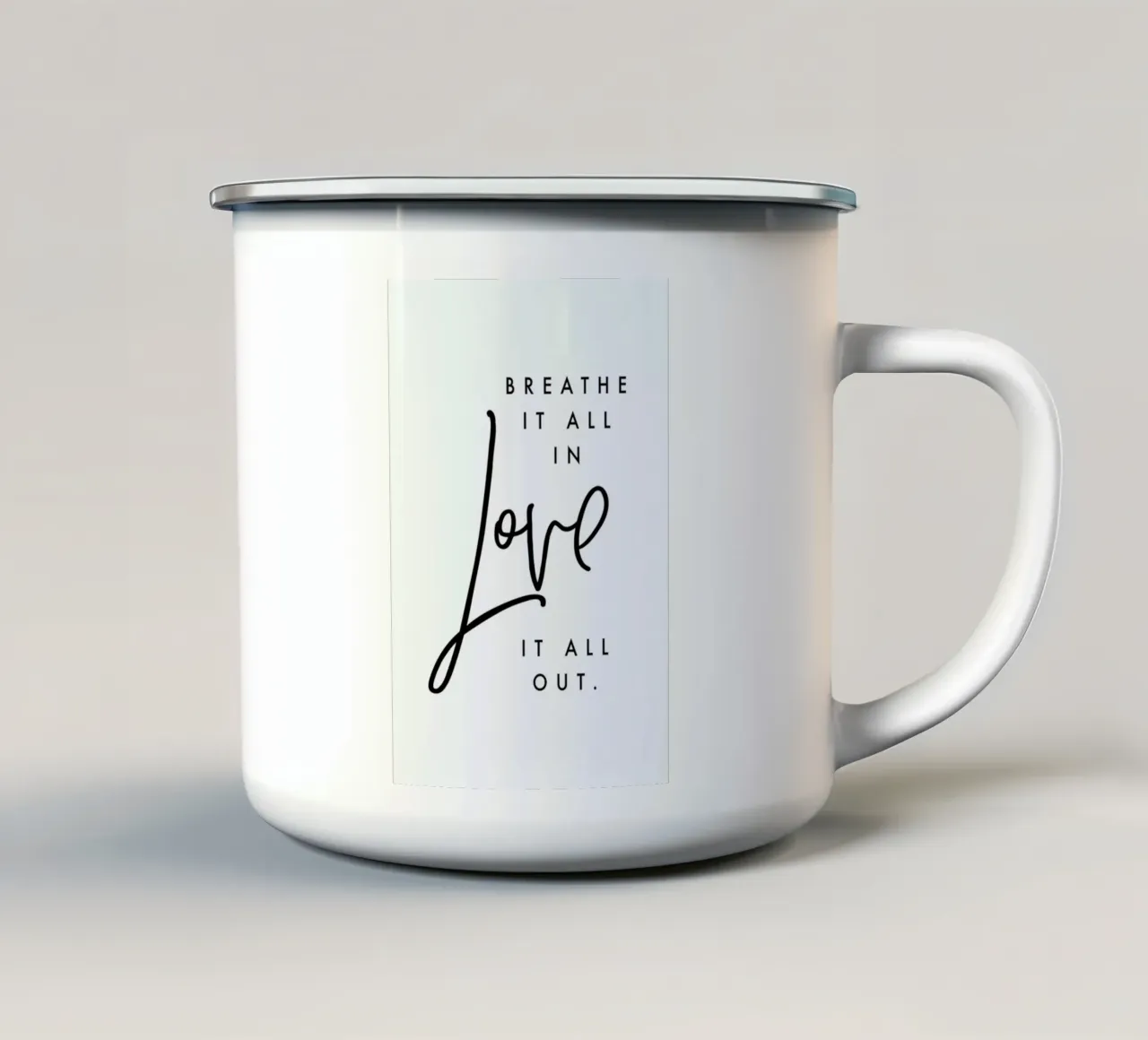 Breathe taza de esmalte de Honeymoon Hotel