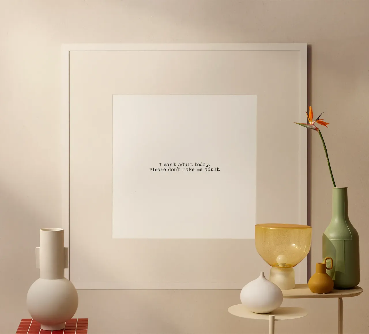 Je ne peux pas être adulte aujourd'hui, s'il vous plaît, ne me faites pas devenir adulte - citation poster avec cadre en bois de Summer Soul Co. - Quotes