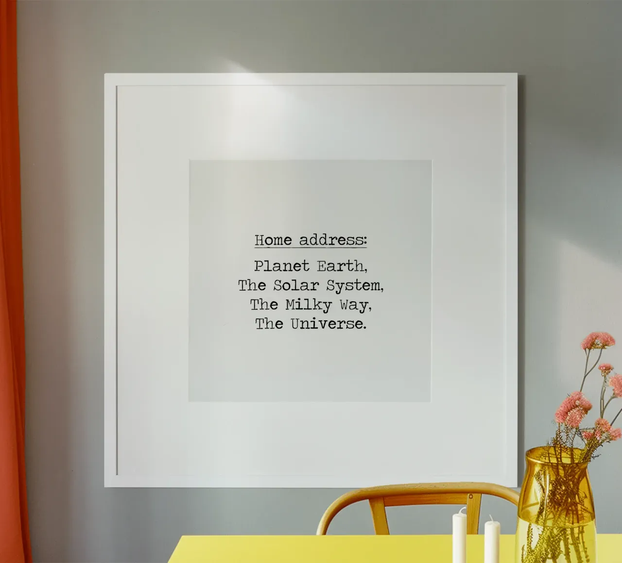 Home pianeta terra sistema solare universo cittadino globale citazione poster con telaio in alluminio da Summer Soul Co. - Quotes