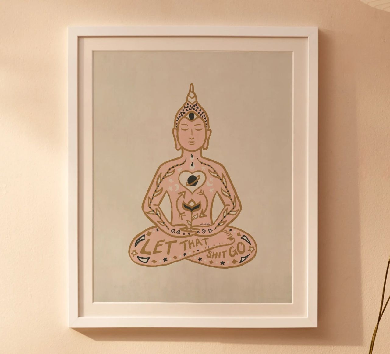 Laat die shit gaan Boeddha Meditatie Typografie Illustratie poster van This Wild Soul - Illustration