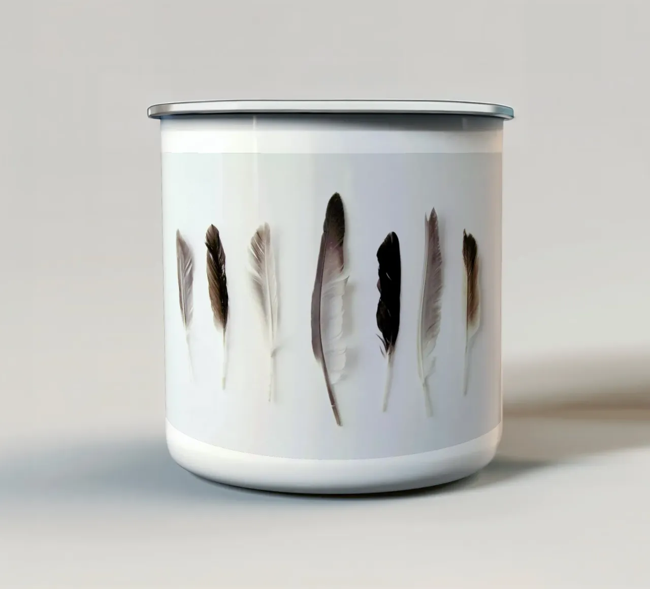 Autumn Feathers enamel mug by Miles of Light