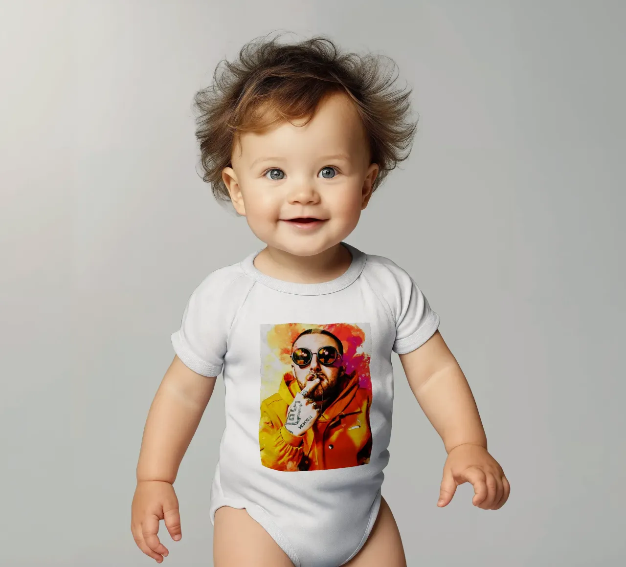 Smudge Mac Miller Porträt Kurzarm Babybody von Gunawan Rb