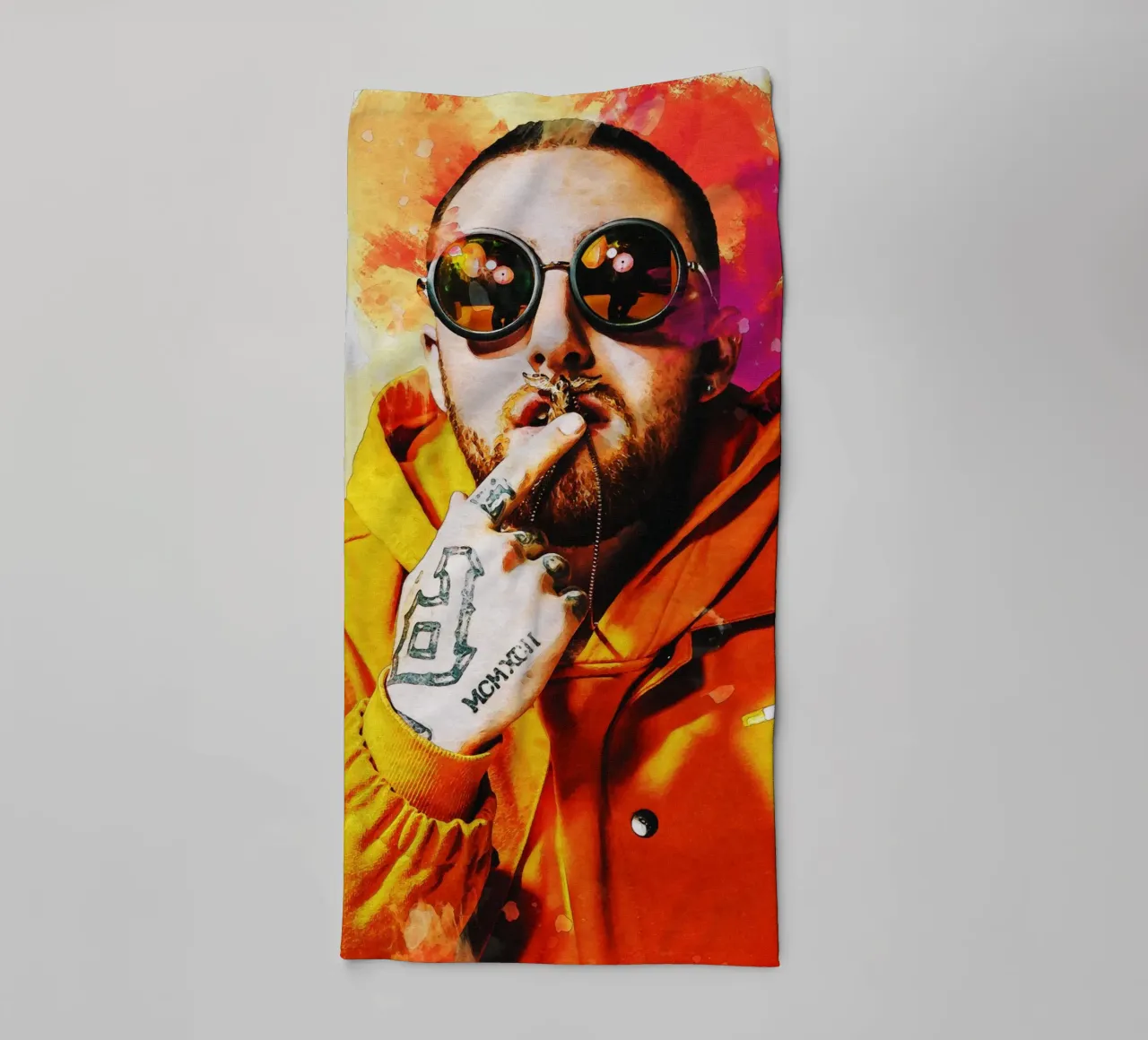 Smudge Mac Miller Porträt Handtuch von Gunawan Rb