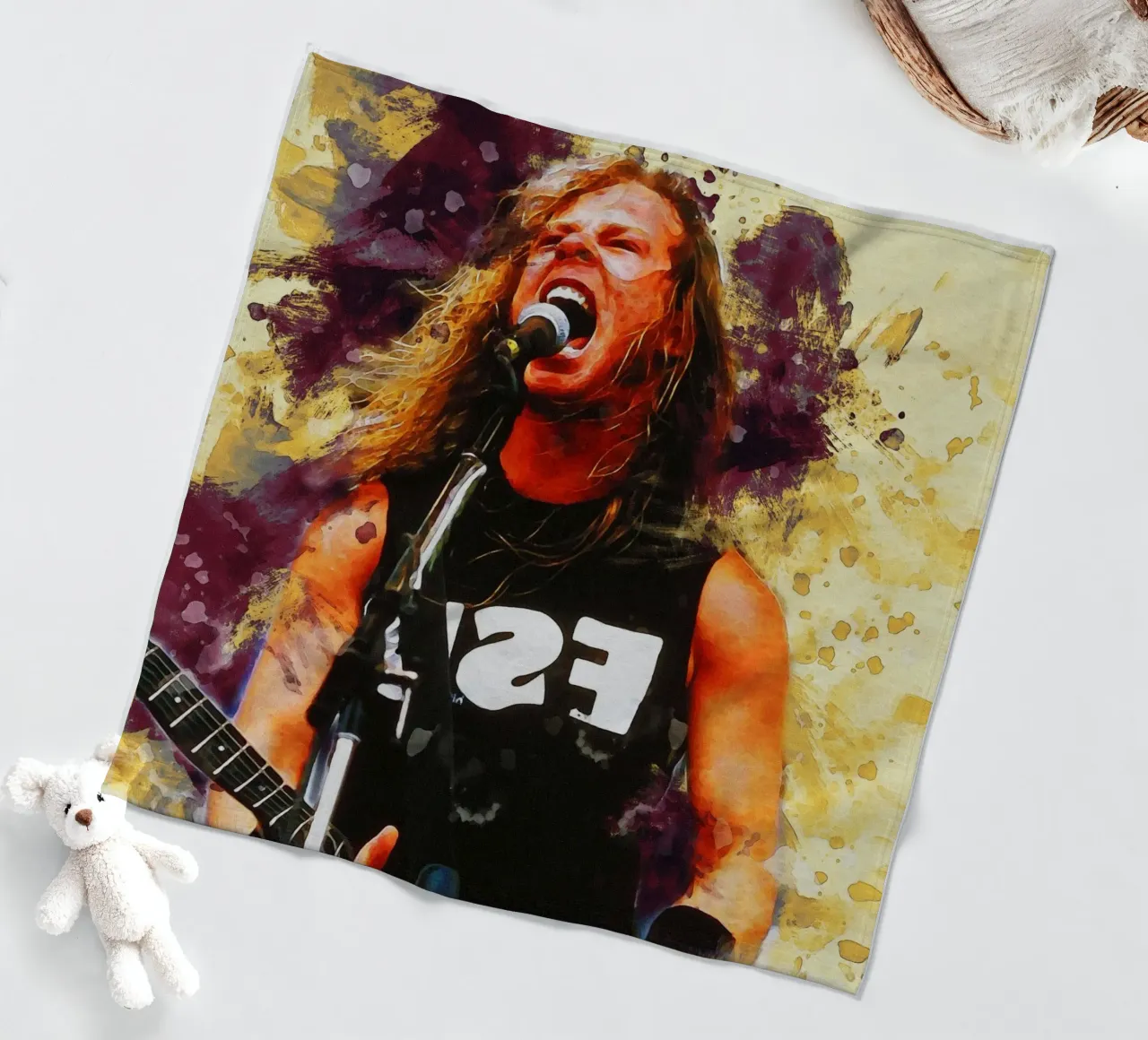 Smudge Of James Hetfield Live Performs fleece blanket by Gunawan Rb