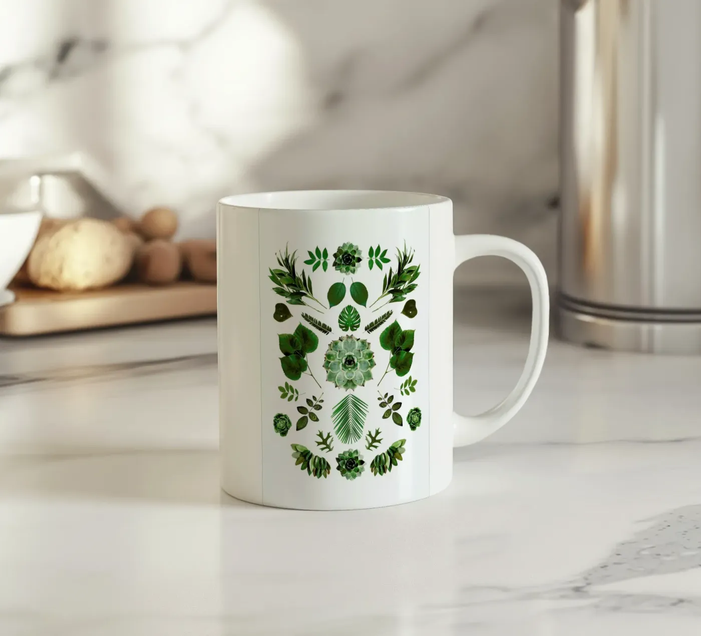 Green Collage ceramic mug by Miles of Light