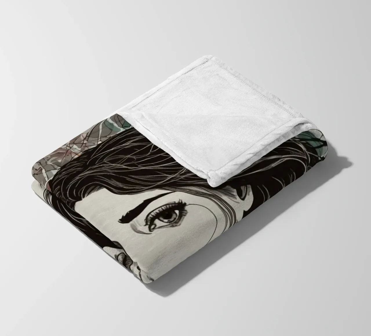 Portrait d'une femme entourée d'éléments d'art abstrait dépi plaid polaire de DesignDoodle