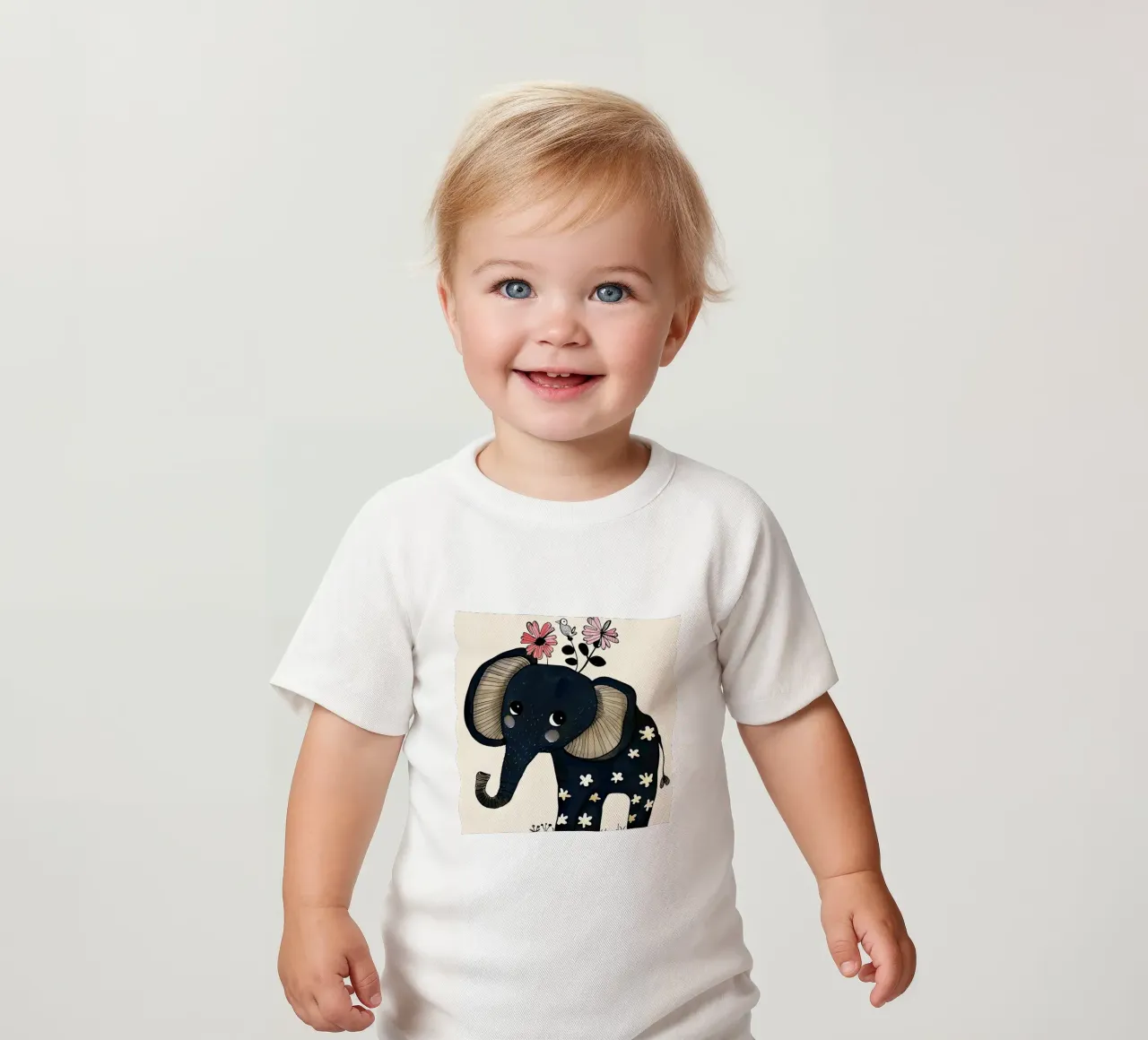 Elefante con fiori maglietta neonato da DaarbyN