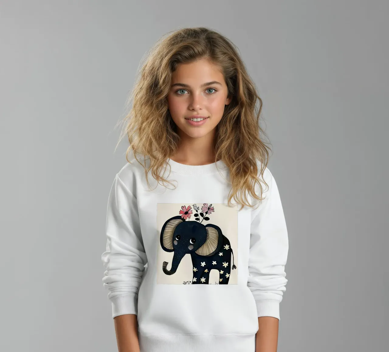 Elefante con fiori felpa bambino da DaarbyN