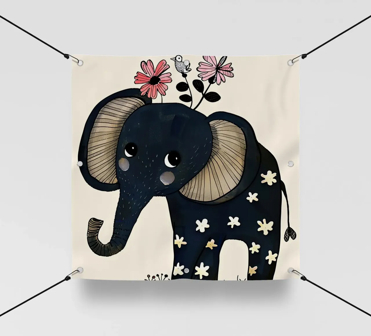 Elefante con fiori telo in pvc da DaarbyN