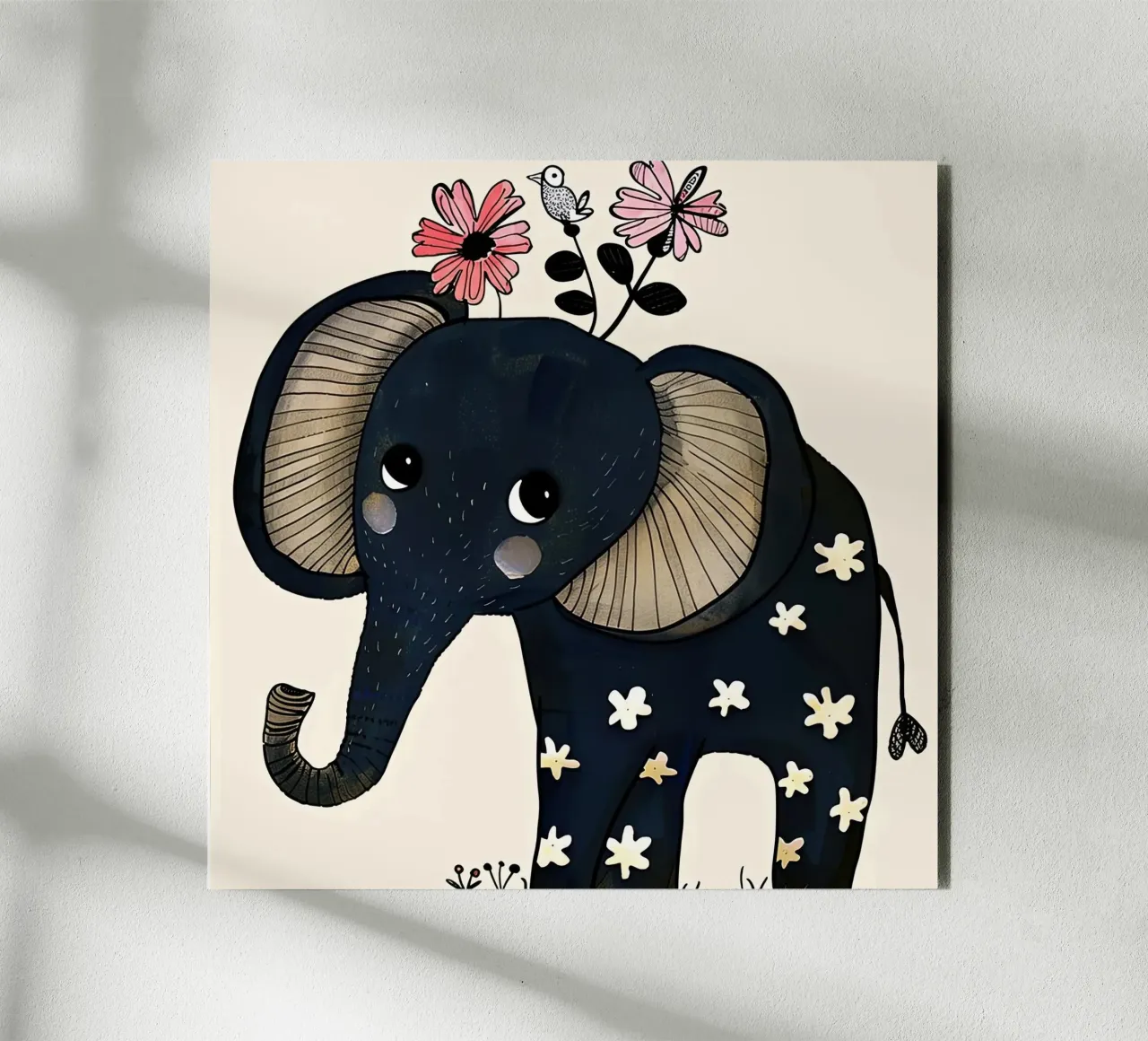 Elephant with Flowers alu-dibond by DaarbyN