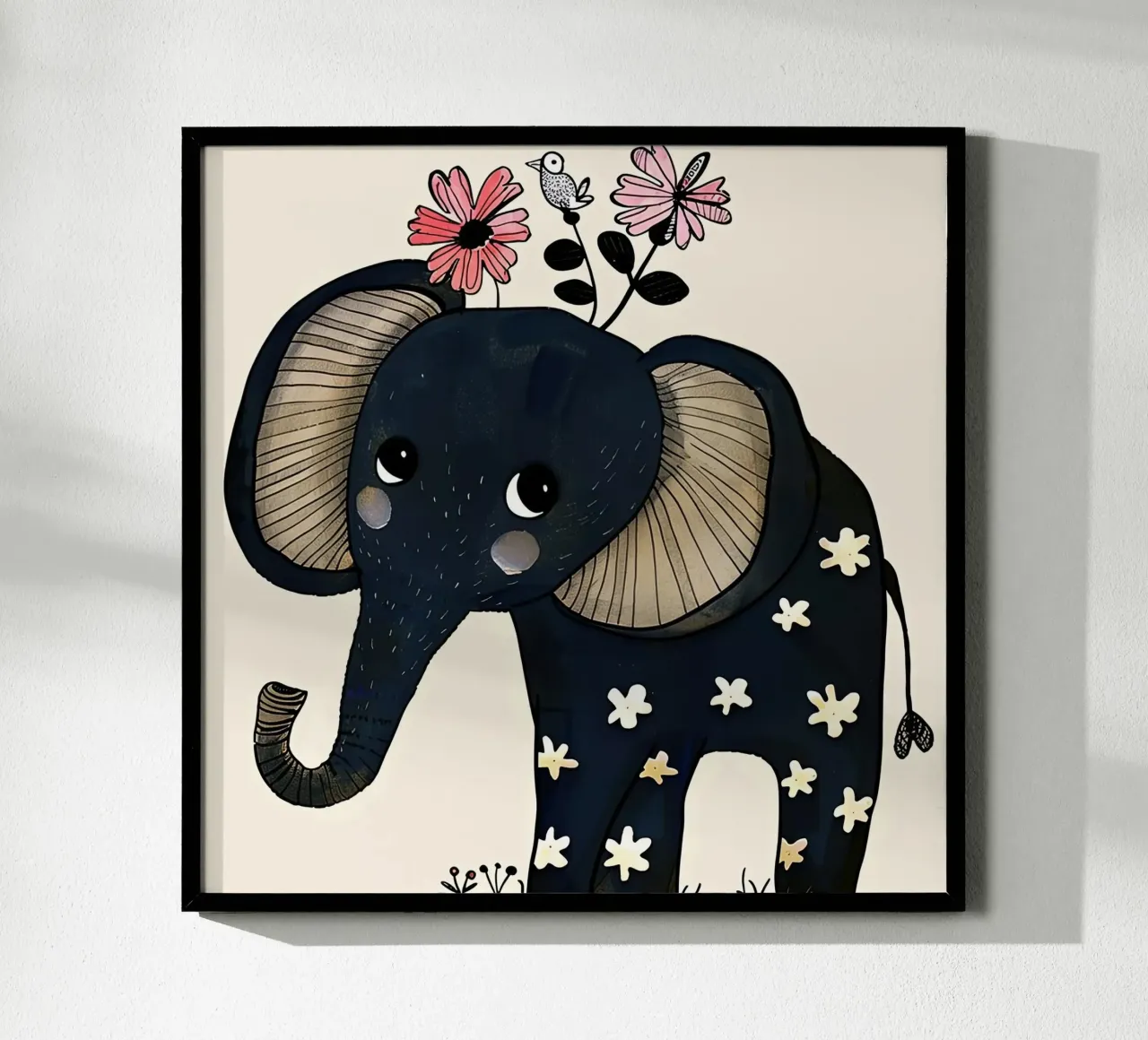 Elefante con fiori carta hahnemühle da DaarbyN